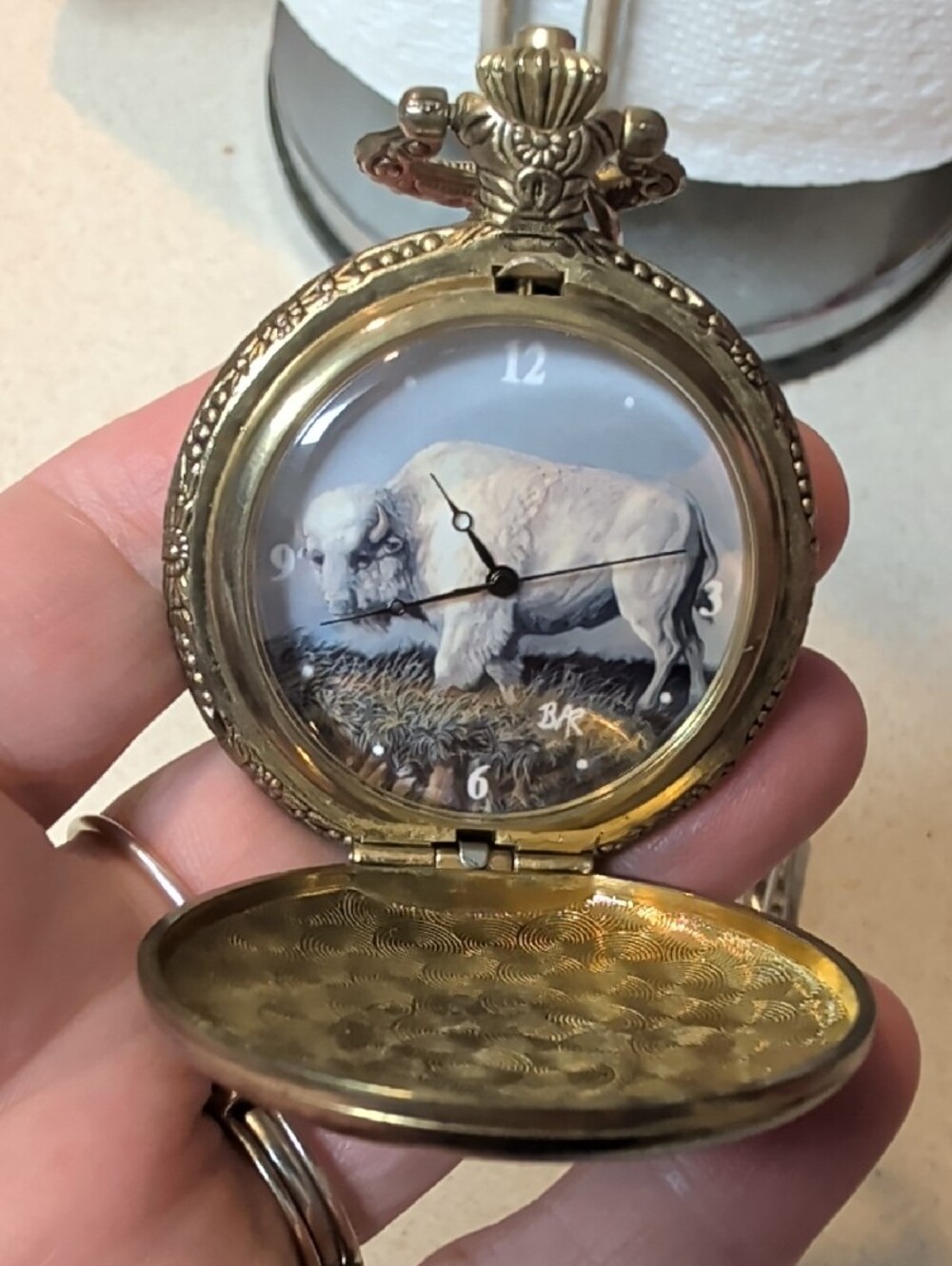 Vintage-Style Silver Pocket Watch with Chain - White Buffalo